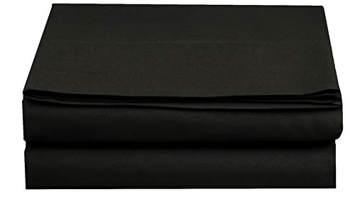 Elegant Comfort Premium Hotel Quality 1-Piece Flat Sheet, Luxury and Softest 1500 Premium Hotel Quality Microfiber Bedding Flat Sheet, Wrinkle-Free, Stain-Resistant, Twin/Twin XL, Black Elegant Comfort