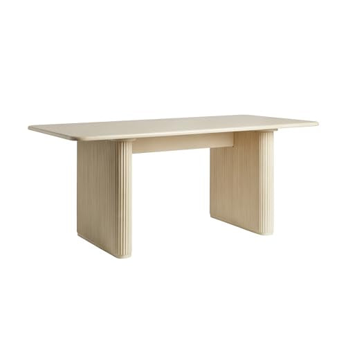 Walker Edison Modern Vertical Reeded Plinth-Base Dining Table, 68 Inch, Birch - WoodArtSupply