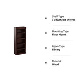 Sauder Heritage Hill Library/Book shelf, L: 29.80" x W: 12.99" x H: 71.26", Classic Cherry finish Sauder