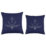 Anchor Minimalist Single Line Tattoo Gift Idea for Sailer Throw Pillow Original Art by Christine Krahl