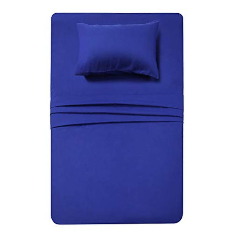 Best Season 3 Piece Bed Sheet Set (Twin,Royal Blue) 1 Flat Sheet,1 Fitted Sheet and 1 Pillow Cases,Super Soft Brushed Microfiber 1800 Luxury Bedding,Deep Pockets &Wrinkle,Fade Resistant Best Season