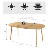 Oval Extendable Dining Room Table for 4-8 People, Modern Wooden Dining Table with MDF Tabletop and Metal Frame, Extendable from 43" to 59" to 74.8", Oval Kitchen Table for Home, Office,Oval Natural Lecut