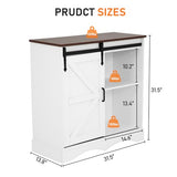 HOMFAMILIA 31.5" H Farmhouse Coffee Bar Cabinet w/Storage, White Kitchen Sideboard Buffet Cabinet with Sliding Barn Door, Rustic Accent Console with Adjustable Shelves, for Kitchen, Living Room HOMFAMILIA