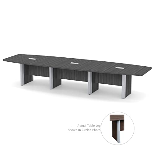 Thaweesuk Shop New 16 ft Gray Modern Executive Boat Shaped Conference Table Room Wood Hide Wires Inside Elliptical Metal Legs Desk Grommets Racetrack Power Modules Black Boardroom Furniture Business Generic