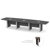 Thaweesuk Shop New 16 ft Gray Modern Executive Boat Shaped Conference Table Room Wood Hide Wires Inside Elliptical Metal Legs Desk Grommets Racetrack Power Modules Black Boardroom Furniture Business Generic