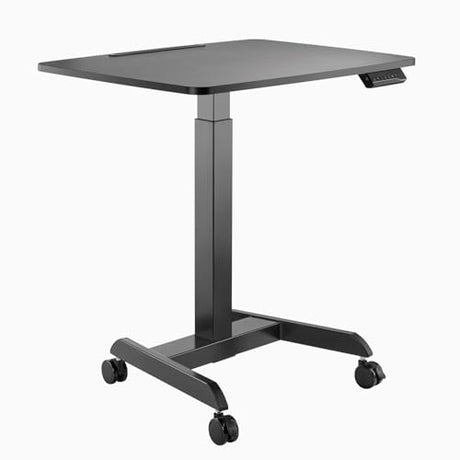 Desky Single Sit Stand Pedestal Desk, 23.6"x23.6", Electric Height Adjustable Small Desk with Single Motor, Memory Presets & Anti-Collision, Compact Ergonomic Workstation (Black Frame & Top) Desky