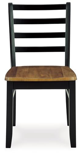 Signature Design by Ashley Blondon Rectangular Dining Room Table Set with 6 Chairs, Chevron Pattern, Tapered Legs, Seats 6, Wood, 60" Long, Brown & Black Signature Design by Ashley