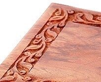 Large Solid Rosewood Border Engraved Wood Urn - Adult Hand Carved Wooden Urn - Large Wood Urn - Wooden Urn with Free Bag MEMORIALS 4U