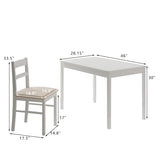 Orweiin 5-Piece Solid Wood Indoor Modern Rectangular Dining Table Set for 4,Table and Chairs 4 Set with Soft Cushions for Kitchen,Bar,Living Room,Breakfast Nook,White Orweiin