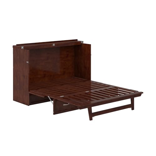 AFI, Northfield Murphy Bed Chest Queen with 6" Mattress, Storage Drawer & Built-in USB Charger, Walnut AFI