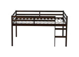 Full Loft Bed with Ladder,Rubber Wood Kids Bed with Guardrails,Low-Profile Lofts for Children’s Room,Space-Saving Underbed Storage,Sturdy Construction,Minimalist Design for Bedroom, Espresso GDFStudio