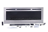 Touchstone Sideline Deluxe -Stainless Steel Smart Electric Fireplace- 50" Wide- Alexa/WiFi-Enabled- in Wall Recessed- 5 Flame Settings- 9 Flame Colors- 1,500W Heater- Log & Crystal Options- 86273 Touchstone