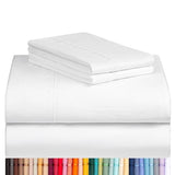 LuxClub 4 PC King Size Sheet Set Bed Sheets Deep Pockets 18" Wrinkle Free Cooling Bed Sheets Machine Washable Hotel Bedding Silky Soft - White King LuxClub
