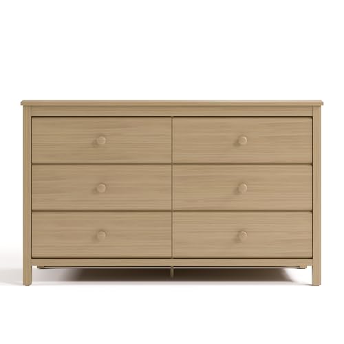 Storkcraft Alpine 6-Drawer Dresser (Driftwood) – GREENGUARD Gold Certified, Brown Dresser for Bedroom, Kids & Nursery Storage Drawers, Safety Interlocking Drawers, Pre-Installed Tracks, Kids Bedroom Storkcraft