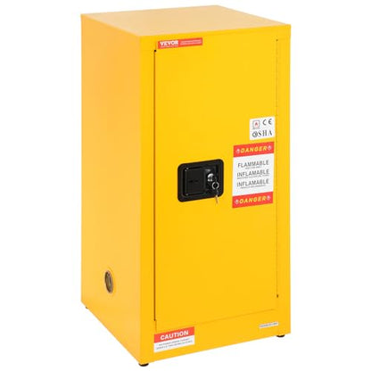 VEVOR Flammable Storage Cabinet, 16 Gal Capacity, Made of Cold-Rolled Steel, Measures 18 x 18 x 35.4 inches, Single Door, Explosion-Resistant, Meets NFPA Code 30 and OSHA Standards