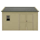 MUPATER 12 ft x 9 ft Outdoor Wood Shed with Metal Roof, Lean-to Storage shed Garden Furniture Tools with Lockable Door and Vents for Garden, Patio MUPATER