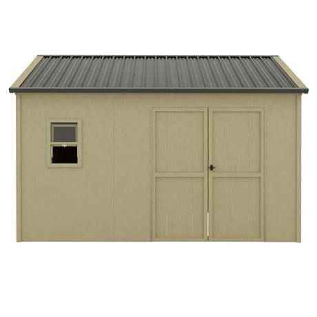 MUPATER 12 ft x 9 ft Outdoor Wood Shed with Metal Roof, Lean-to Storage shed Garden Furniture Tools with Lockable Door and Vents for Garden, Patio MUPATER