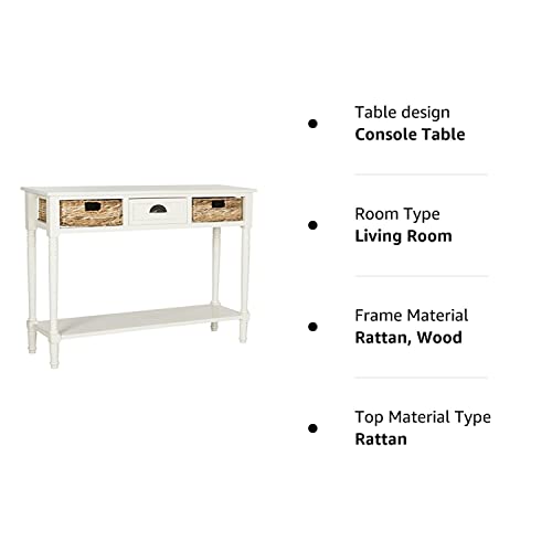 Safavieh Home Collection Christa Distressed White 3-Drawer Storage Console Table, Distressed/White - WoodArtSupply