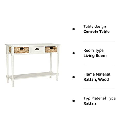 Safavieh Home Collection Christa Distressed White 3-Drawer Storage Console Table, Distressed/White - WoodArtSupply