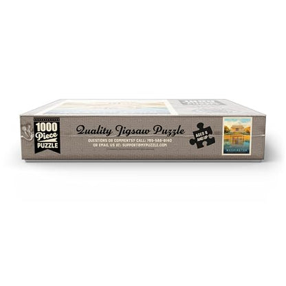 MyPuzzle Washington, DC: Lincoln Memorial, Vintage Poster - Premium 1000 Piece Jigsaw Puzzle for Adults