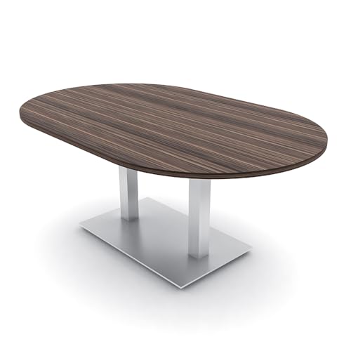 SKUTCHI DESIGNS INC. 6 Person Conference Table with Metal Base | Racetrack Shaped | Harmony Series | 6' | Natural Eucalyptus SKUTCHI DESIGNS INC.