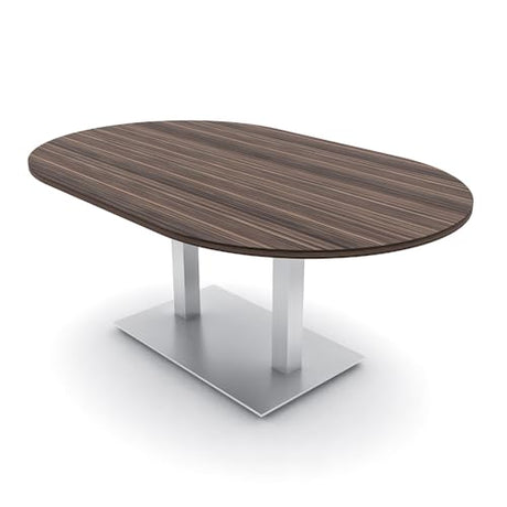 SKUTCHI DESIGNS INC. 6 Person Conference Table with Metal Base | Racetrack Shaped | Harmony Series | 6' | Natural Eucalyptus SKUTCHI DESIGNS INC.