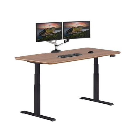 Vari Classic Electric Standing Desk - VariDesk Height Adjustable Sit/Stand Desk - Dual Motor with Memory Presets, Stable T-Style Legs - Gaming or Home Office Workstation - 72”x30”, Walnut/Black Vari
