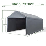 10x20 FT Heavy Duty Carport Car Tent Car Canopy Storage Shed,Portable Garage Party Tent,Portable Garage with Removable Sidewalls & Doors All-Season Tarp for Car,Truck,SUV,Party (Grey) GREZJXC