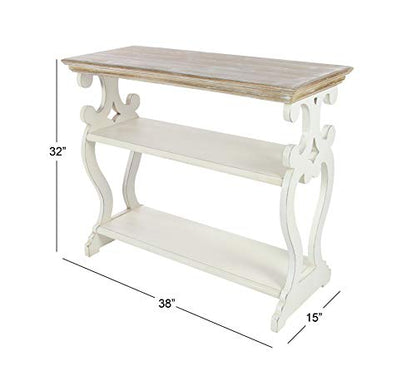 Deco 79 Farmhouse Wood Console Table or Living Room, Entry Way, Hallway, 38" x 15" x 32", White/Brown - WoodArtSupply