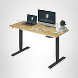 FlexiSpot E6 Solid Wood 3-Stage Dual Motor 55 x 24 Electric Standing Desk, Holds 220 lbs, Adjustable Height w/ Memory Presets, Butcher Block Rubberwood Desktop & Black Frame, Ships in 2 Boxes FLEXISPOT