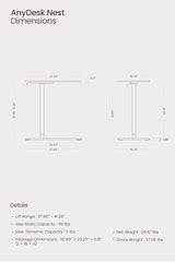 TopJob ANYDESK NEST Mobile Standing Desk, Portable with Hidden Wheels Non Folding, Sit Stand Desk, Computer Workstations, Home Use, Couch Side Table, Bedside Table, Kitchen Prep Table (MNT) TopJob