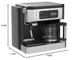 De'Longhi All-in-One Combination Coffee Maker & Espresso Machine + Advanced Adjustable Milk Frother for Cappuccino & Latte + Glass Coffee Pot 10-Cup, Black, COM532M De'Longhi