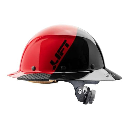 DAX Fiber Resin Full Brim Hard Hat (50/50 Gloss Red/Black) - WoodArtSupply