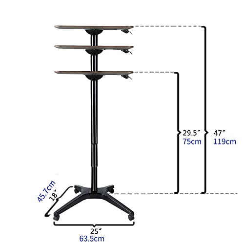 CARTMAY Mobile Standing Desk,Pneumatic Height Adjustable Laptop Desk, Mobile Laptop Desk with Wheels, Height Adjustable from 29.5'' to 47'',Black CARTMAY