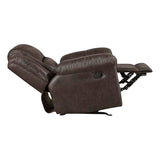 Lexicon Rocker Recliner Chair for Living Room, Wall Hugger Manual Recliner Chairs, Textured Microfiber Upholstered Rocking Reclining Chair, Home Theater Seating, Required Assembly, Dark Brown Lexicon