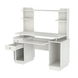 Inval America Computer Work Center with Hutch, Pull-Out Keyboard Tray, Drawers, Desk Workstation, 53.5"H x 48.62"W x 19.5"D, Washed Oak Inval