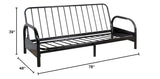 Pemberly Row Modern Adjustable Metal Futon Frame, Black Finish, 78x39x48 in, Convertible Sofa to Bed, Space-Saving Durable Living Room Furniture, Contemporary Indoor Use Pemberly Row