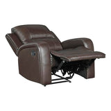 Lexicon Manual Reclining Chair, Top Grain Leather Match Wall Hugger Recliner Chair, Tab Pull Reclining, High Density Foam Over Pocket Coils, for Living Room/Reading Nook/Bedroom, Brown Lexicon