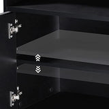 FITUEYES Mobile Printer Stand with Adjustable Storage Shelves, Wood Printer Cabinet with Door, Black Work Cart on Wheels for Home Office, 18.9" W x 13.8" D x 22.4" H FITUEYES