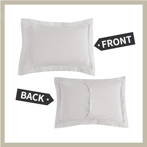 Simple&Opulence 100% Linen Duvet Cover Set, 3 PCS Natural French Flax Light Grey Duvet Cover King Size, Breathable Soft Comfy Linen Bedding Comforter Cover with 2 Pillowcases(Light Grey, 104" x 92")