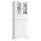FACBOTALL 76'' Kitchen Pantry Storage Cabinet, Pantry Cabinet, Freestanding Kitchen Cupboard with Large Drawer, Doors, and Adjustable Shelves for Dining Room, Living Room, Laundry, White FACBOTALL