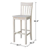 International Concepts Slat Back Stool, 30-Inch SH, Unfinished IC International Concepts