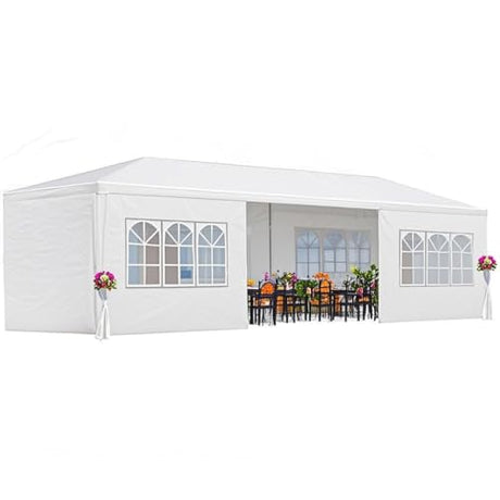 10' X 30' Outdoor Wedding Party Tent Canopy Tent with 8 Removable Sidewalls, Heavy Duty Waterproof Gazebo Patio Shelter for BBQ Camping Party Cater Events Gaderth