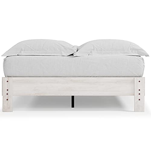 Signature Design by Ashley Shawburn Modern Farmhouse Platform Bed, Queen, Whitewash Signature Design by Ashley