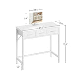 YATINEY Makeup Vanity Desk with Mirror and Lights, Vanity Table with 3 Fabric Drawers Storage Desk for Bedroom, Make Up Dressing Table with Folding Mirror, for Small Spaces, White YATINEY
