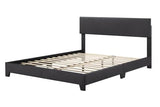 Allewie Queen Bed Frame with Adjustable Headboard, Faux Leather Platform Bed with Wood Slats, Heavy Duty Mattress Foundation, No Box Spring Needed, Noise-Free, Easy Assembly, Black Allewie