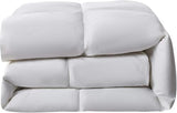 Serta Goose Feather Down Fiber Cotton Comforter Twin Size - 100% Cotton Duvet Insert - Hotel Luxury Hypoallergenic Bedding Comforter Light Warmth 68 x 90 Inch White Serta