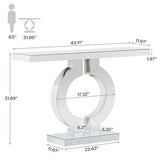 Tribesigns Modern Mirrored Console Table, Glass Sofa Table with Mirror Finish, 43-Inch Entryway Table with O-Shaped Base, Rectangular Accent Foyer Table for Living Room Hallway Entrance (Silver) Tribesigns