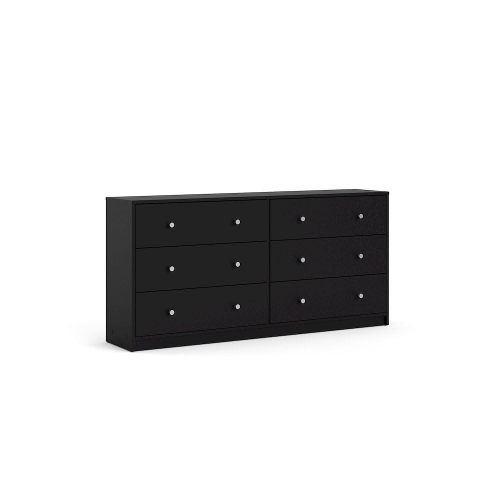 Sleek 6 Drawer Double Dresser in Elegant Black Finish for Modern Spaces Furnifact