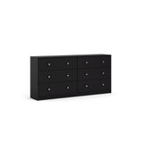 Sleek 6 Drawer Double Dresser in Elegant Black Finish for Modern Spaces Furnifact